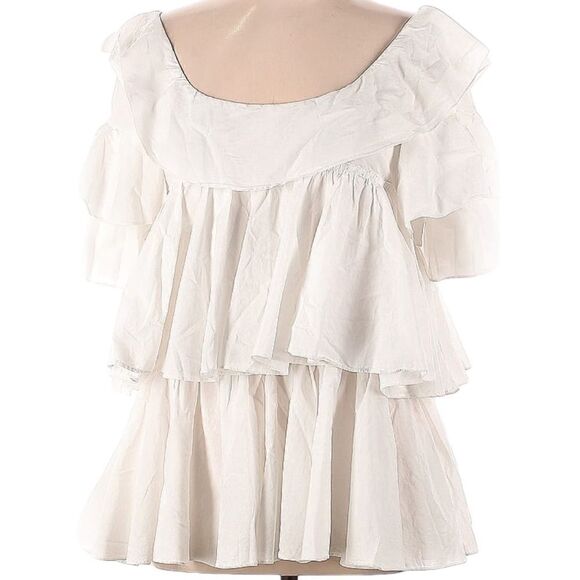 Tome White Ruffled Off the shoulder blouse top $695 - Size Small / S - Picture 3 of 7